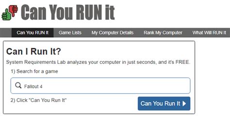 canyourunit|Can You Run It Online Tool .